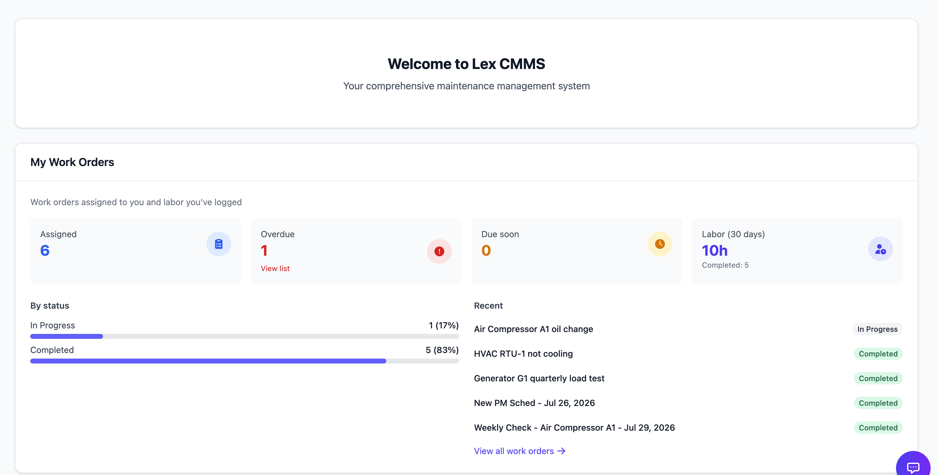 OWL technician dashboard